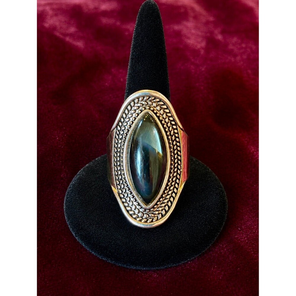 Large Artisan Agate Statement Ring – JB Signed – Ring Guard – Approx. Size 6.5/7
